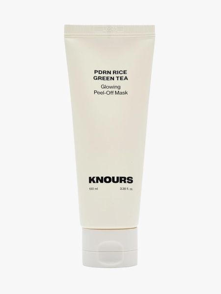 Knours PDRN Rice & Green Tea Glowing Peel Off Mask in branded tube component on a light gray background