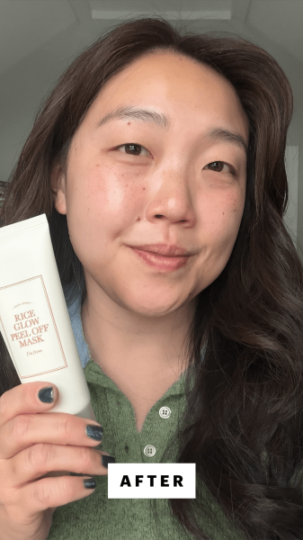 Lee after applying the I'm From Rice Glow Peel Off Mask