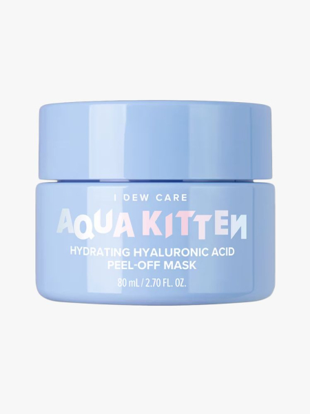 I Dew Care Aqua Kitten Hydrating Hyaluronic Acid Peel-Off Mask in branded tub component on a light gray background